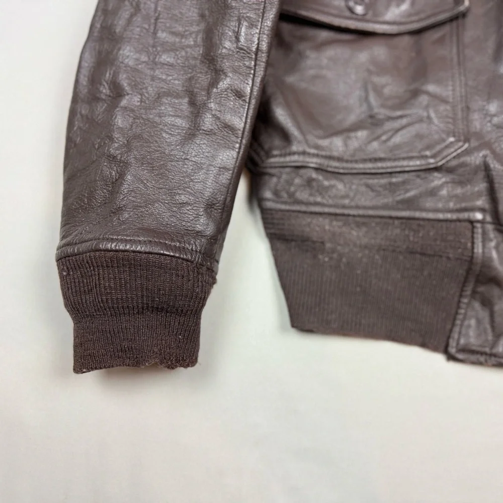 Vtg Vietnam War US Navy Leather G-1 Bomber Jacket Sz 38 Shearling Collar 50s 60s - Picture 12 of 16